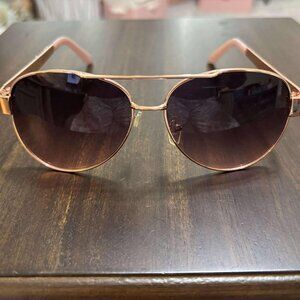 Rose Gold & Brown Tinted Sunglasses with Bling on the sides